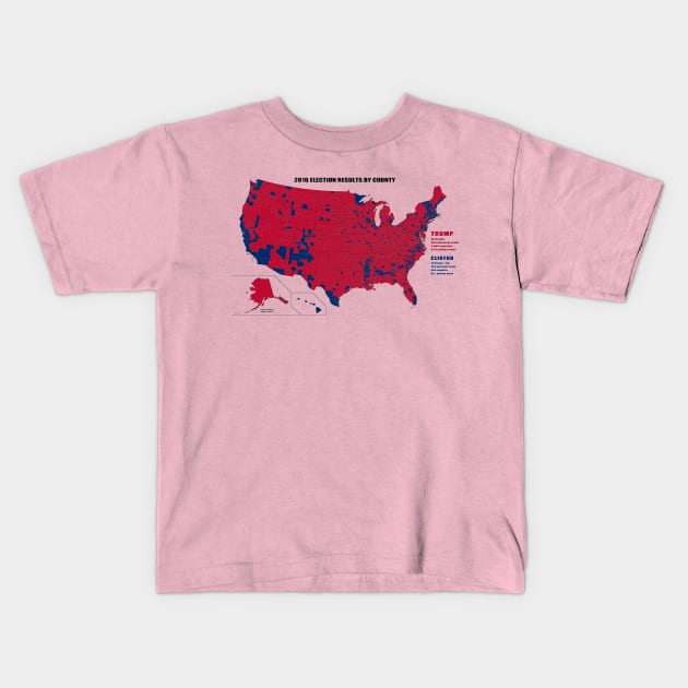 2016 Election Results by County Kids T-Shirt by NeilGlover